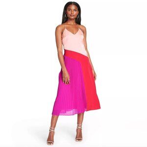 Cushnie x Target Colorblock Pink, Blush & Red Pleated Dress NWT Sz 12